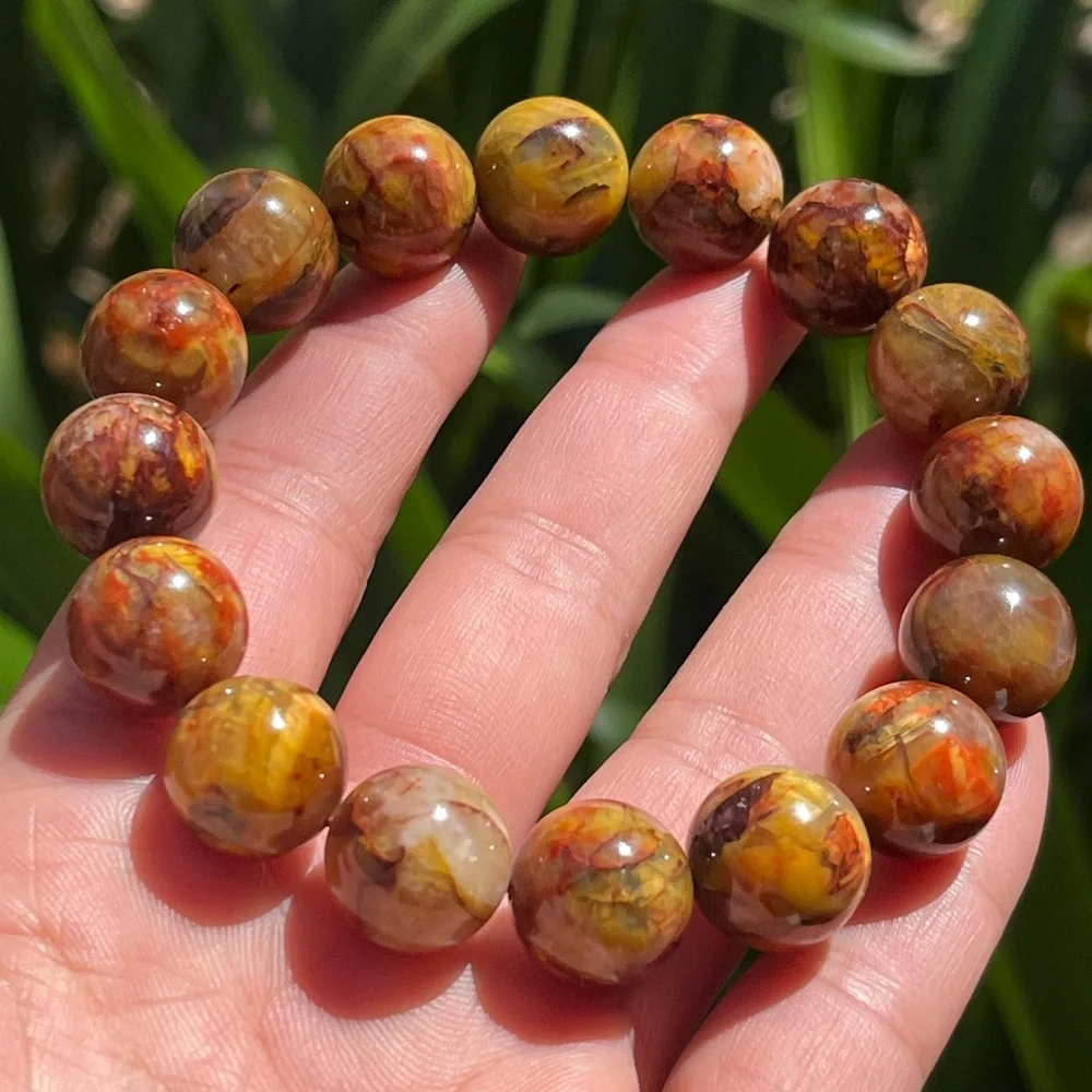 14mm chunky stretchable yellow pietersite bracelet 1927‎